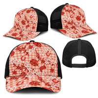 Mokihana Maile Ilima Leis Paniolo Palaka Mesh Trucker Cap Hawaiian Ulaula Spirit - Polynesian Pride