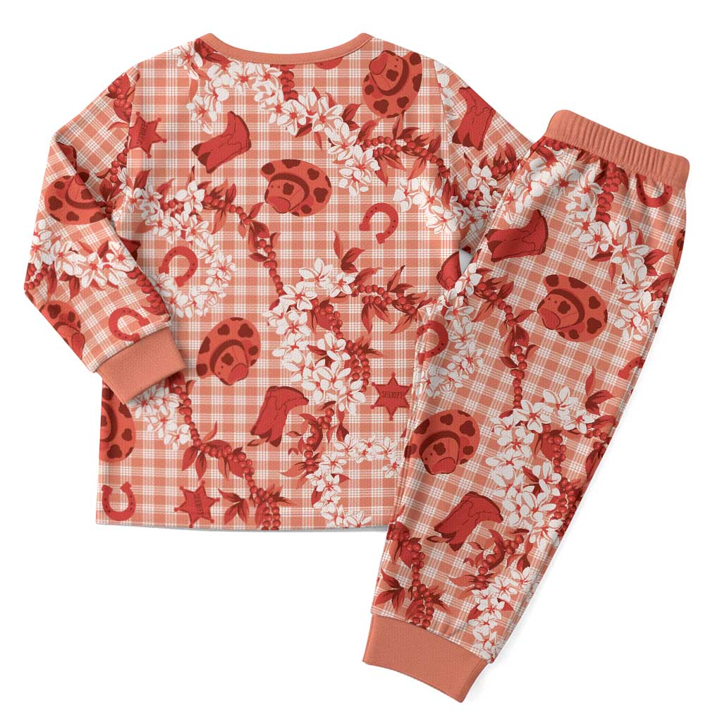 Mokihana Maile Ilima Leis Paniolo Palaka Christmas Pajama Set Hawaiian Ulaula Spirit LT9 - Polynesian Pride
