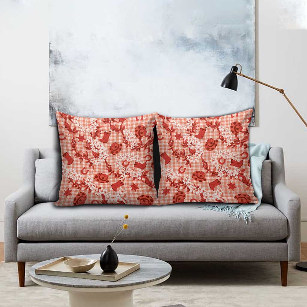 Mokihana Maile Ilima Leis Paniolo Palaka Pillow Cover Hawaiian Ulaula Spirit - Polynesian Pride