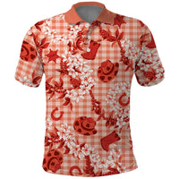 Mokihana Maile Ilima Leis Paniolo Palaka Polo Shirt Hawaiian Ulaula Spirit LT9 Red - Polynesian Pride