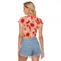 Mokihana Maile Ilima Leis Paniolo Palaka Raglan Cropped T Shirt Hawaiian Ulaula Spirit LT9 - Polynesian Pride