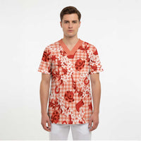 Mokihana Maile Ilima Leis Paniolo Palaka Scrub Top Hawaiian Ulaula Spirit - Polynesian Pride