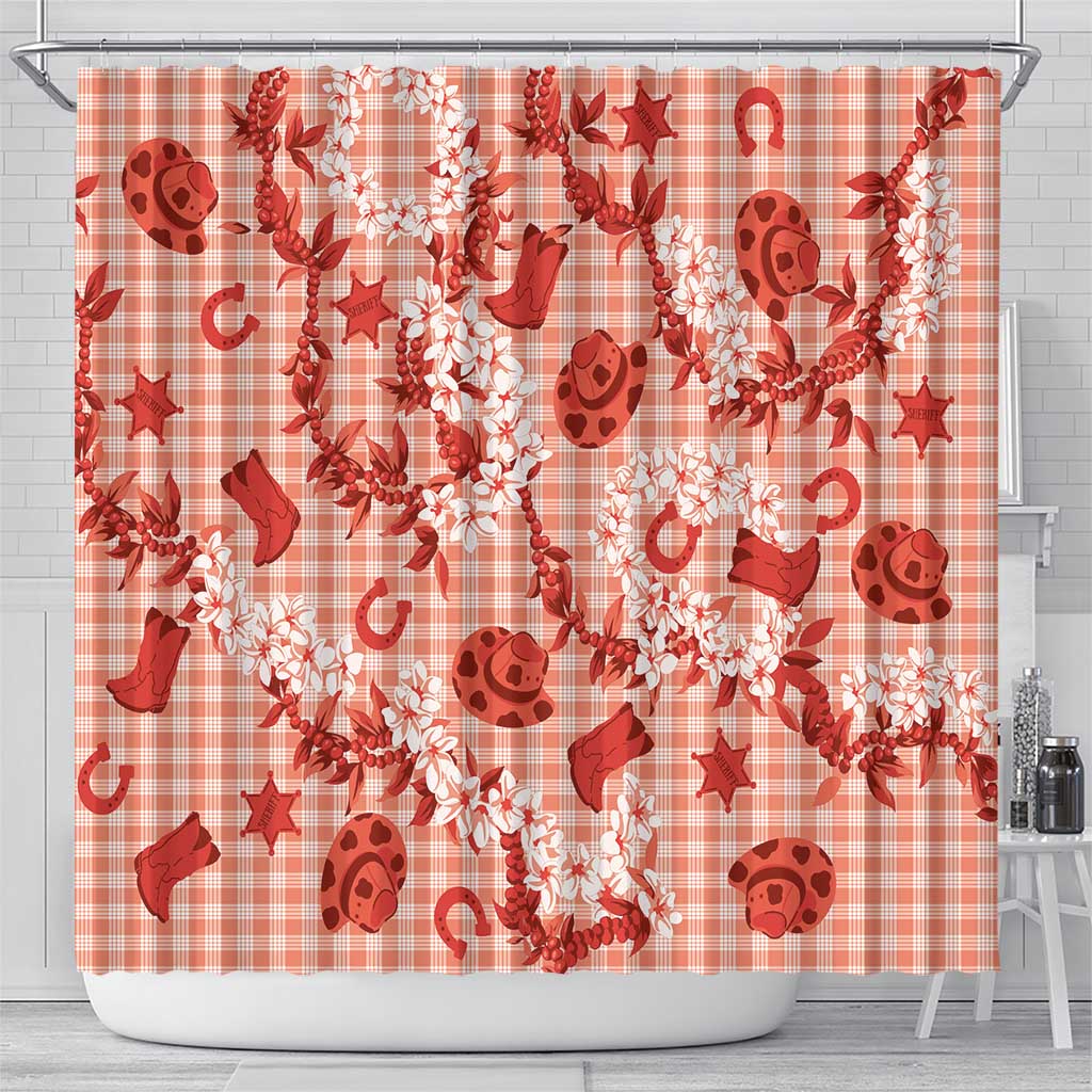 Mokihana Maile Ilima Leis Paniolo Palaka Shower Curtain Hawaiian Ulaula Spirit LT9 - Polynesian Pride