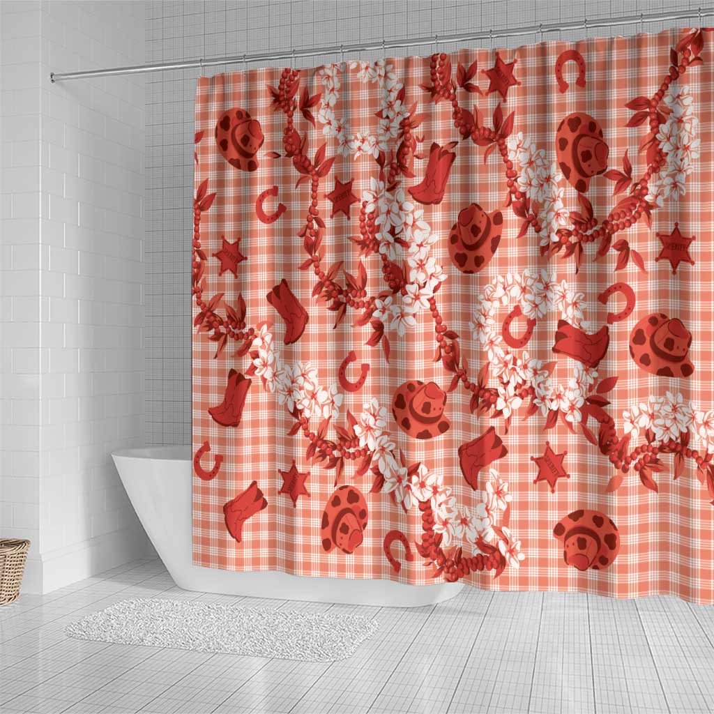 Mokihana Maile Ilima Leis Paniolo Palaka Shower Curtain Hawaiian Ulaula Spirit LT9 - Polynesian Pride