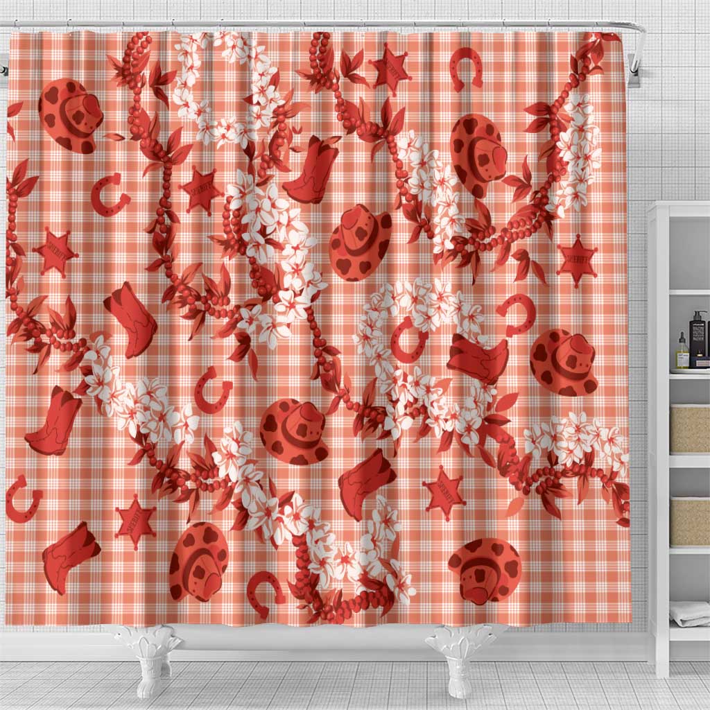 Mokihana Maile Ilima Leis Paniolo Palaka Shower Curtain Hawaiian Ulaula Spirit LT9 - Polynesian Pride
