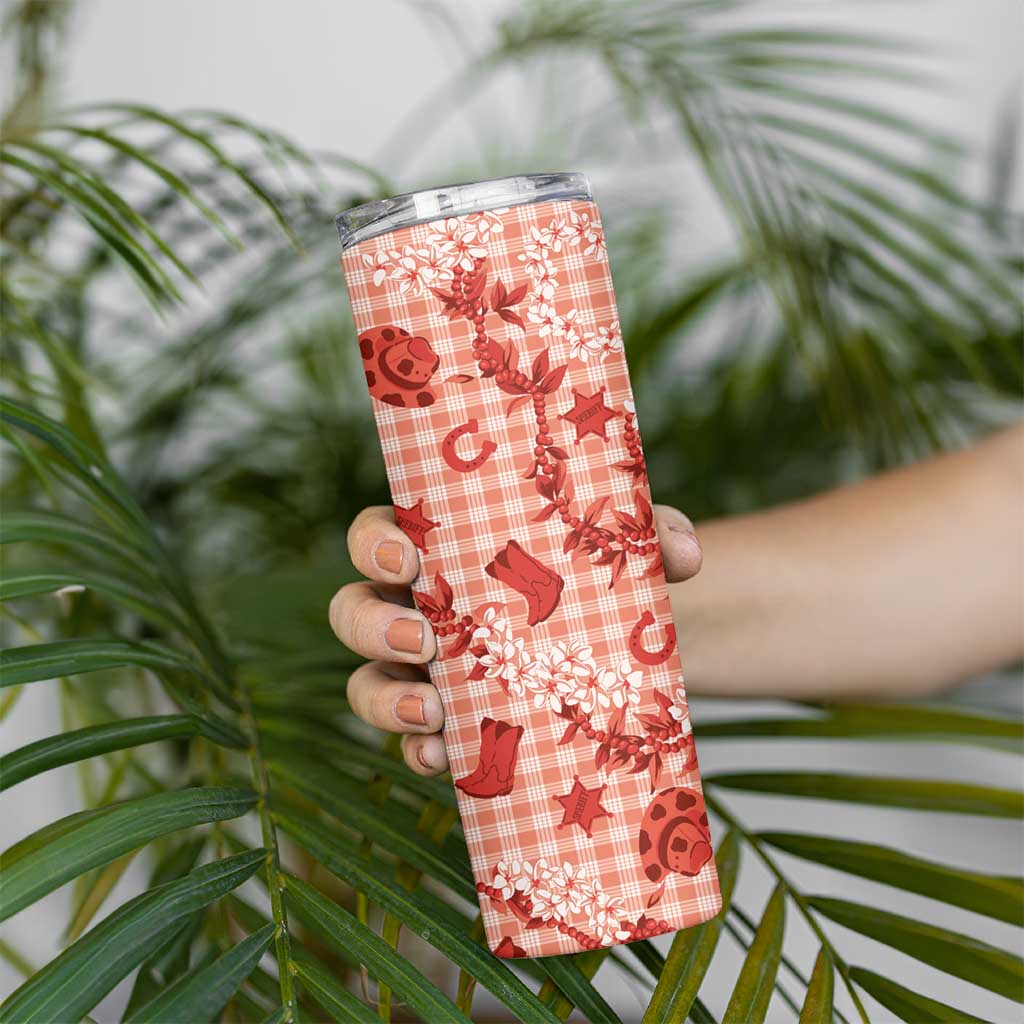 Mokihana Maile Ilima Leis Paniolo Palaka Skinny Tumbler Hawaiian Ulaula Spirit LT9 - Polynesian Pride