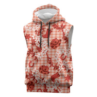 Mokihana Maile Ilima Leis Paniolo Palaka Sleeveless Hoodie Hawaiian Ulaula Spirit LT9 Red - Polynesian Pride