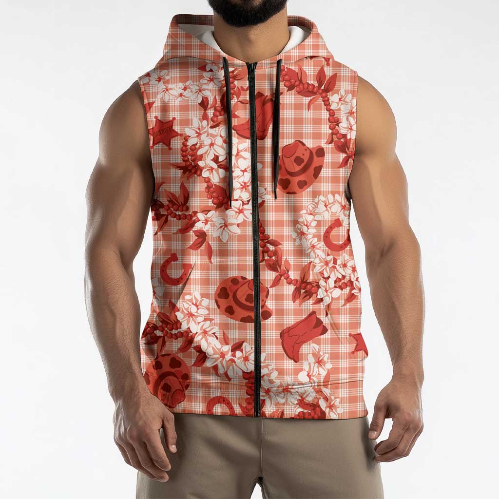 Mokihana Maile Ilima Leis Paniolo Palaka Sleeveless Zip Hoodie Hawaiian Ulaula Spirit LT9 - Polynesian Pride