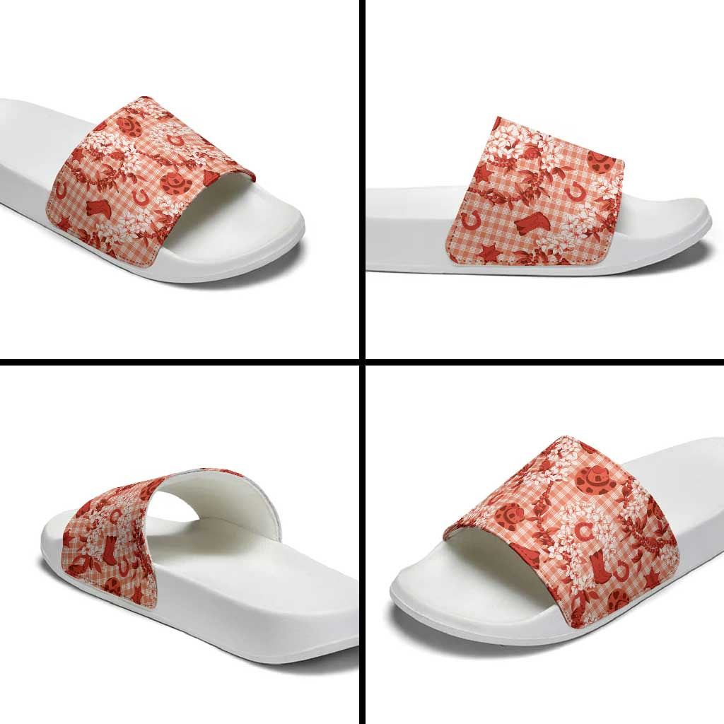 Mokihana Maile Ilima Leis Paniolo Palaka Slide Sandals Hawaiian Ulaula Spirit - Polynesian Pride
