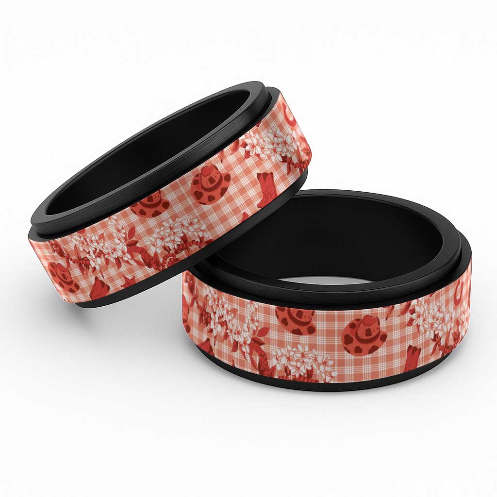 Mokihana Maile Ilima Leis Paniolo Palaka Spinner Ring Hawaiian Ulaula Spirit LT9 Black Red - Polynesian Pride