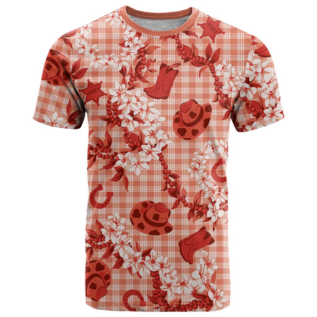 Mokihana Maile Ilima Leis Paniolo Palaka T Shirt Hawaiian Ulaula Spirit LT9 Red - Polynesian Pride