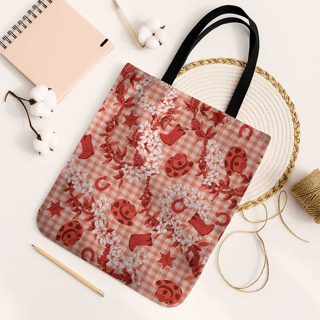 Mokihana Maile Ilima Leis Paniolo Palaka Tote Bag Hawaiian Ulaula Spirit LT9 Black Strap One Size Red - Polynesian Pride