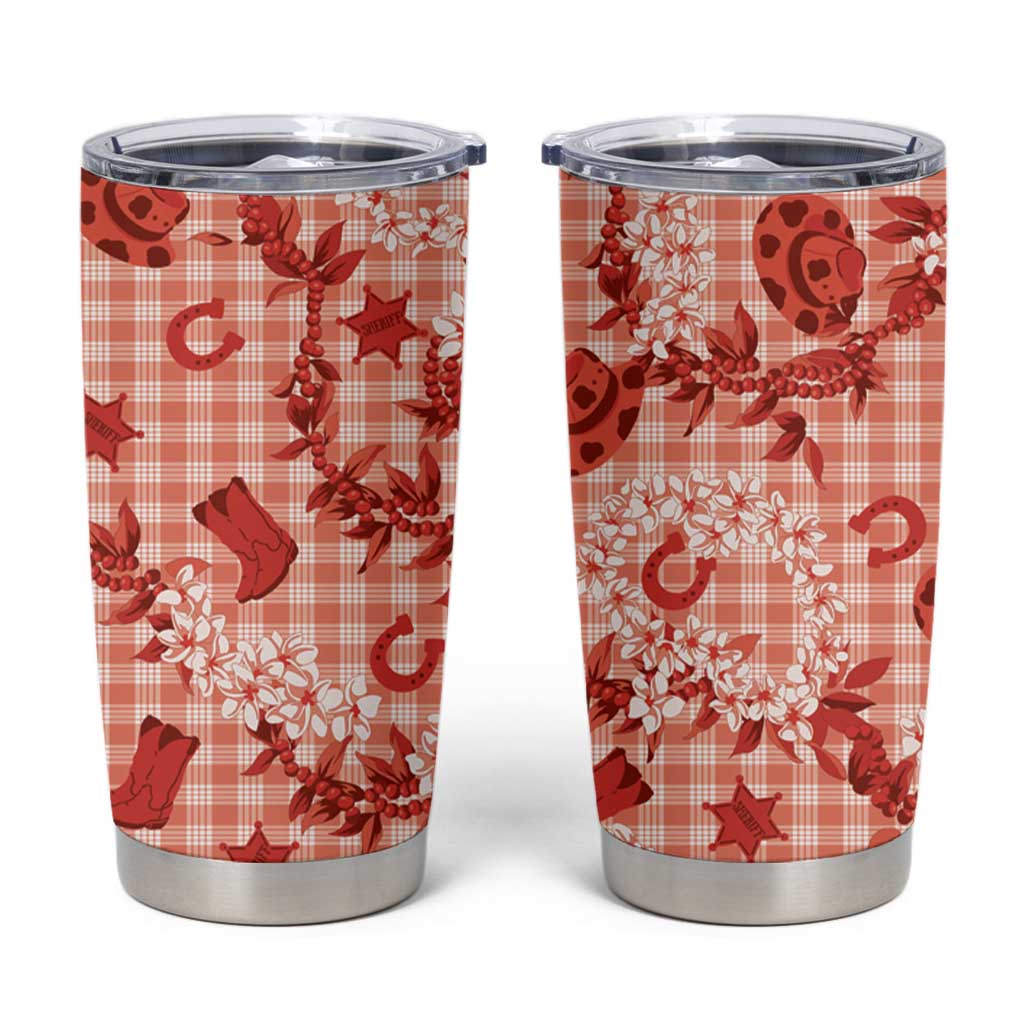 Mokihana Maile Ilima Leis Paniolo Palaka Tumbler Cup Hawaiian Ulaula Spirit LT9 Red - Polynesian Pride