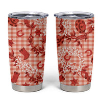 Mokihana Maile Ilima Leis Paniolo Palaka Tumbler Cup Hawaiian Ulaula Spirit LT9 Red - Polynesian Pride