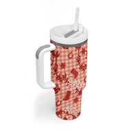 Mokihana Maile Ilima Leis Paniolo Palaka Tumbler With Handle Hawaiian Ulaula Spirit LT9 - Polynesian Pride