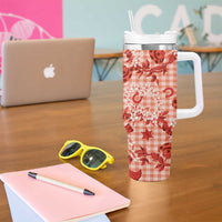 Mokihana Maile Ilima Leis Paniolo Palaka Tumbler With Handle Hawaiian Ulaula Spirit LT9 - Polynesian Pride