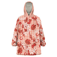 Mokihana Maile Ilima Leis Paniolo Palaka Wearable Blanket Hoodie Hawaiian Ulaula Spirit LT9 One Size Red - Polynesian Pride