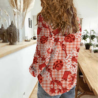 Mokihana Maile Ilima Leis Paniolo Palaka Women Casual Shirt Hawaiian Ulaula Spirit - Polynesian Pride