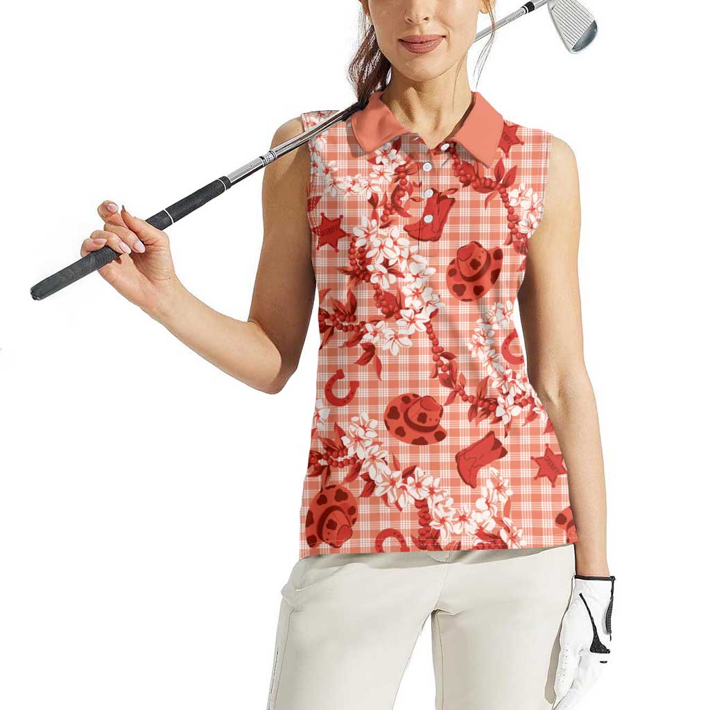 Mokihana Maile Ilima Leis Paniolo Palaka Women Sleeveless Polo Shirt Hawaiian Ulaula Spirit LT9 - Polynesian Pride