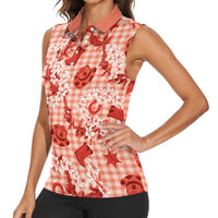 Mokihana Maile Ilima Leis Paniolo Palaka Women Sleeveless Polo Shirt Hawaiian Ulaula Spirit LT9 - Polynesian Pride