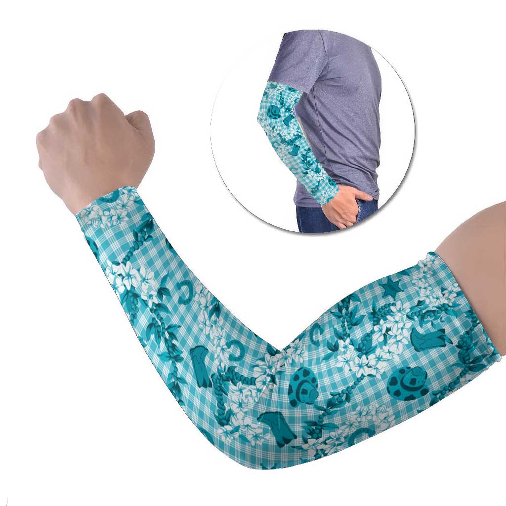 Mokihana Maile Ilima Leis Paniolo Palaka Arm Sleeves Hawaiian Polu Opa Spirit LT9 Set of 2 Turquoise - Polynesian Pride