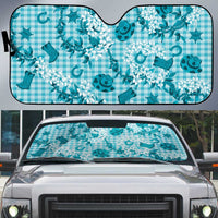Mokihana Maile Ilima Leis Paniolo Palaka Auto Sun Shade Hawaiian Polu Opa Spirit LT9 Turquoise - Polynesian Pride