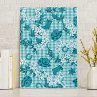 Mokihana Maile Ilima Leis Paniolo Palaka Canvas Wall Art Hawaiian Polu Opa Spirit LT9 Without Frame Turquoise - Polynesian Pride
