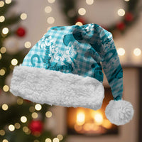Mokihana Maile Ilima Leis Paniolo Palaka Christmas Santa Hat Hawaiian Polu Opa Spirit LT9 With Fur Turquoise - Polynesian Pride