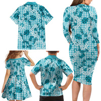 Mokihana Maile Ilima Leis Paniolo Palaka Family Matching Long Sleeve Bodycon Dress and Hawaiian Shirt Hawaiian Polu Opa Spirit LT9 - Polynesian Pride