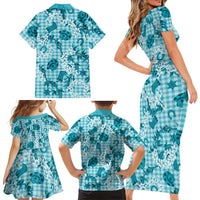 Mokihana Maile Ilima Leis Paniolo Palaka Family Matching Short Sleeve Bodycon Dress and Hawaiian Shirt Hawaiian Polu Opa Spirit LT9 - Polynesian Pride
