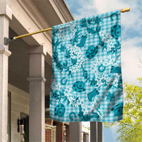 Mokihana Maile Ilima Leis Paniolo Palaka Garden Flag Hawaiian Polu Opa Spirit LT9 House Flag Turquoise - Polynesian Pride