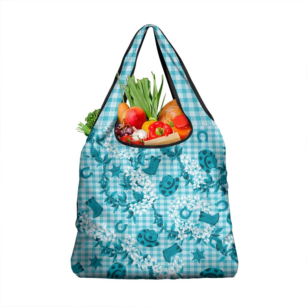 Mokihana Maile Ilima Leis Paniolo Palaka Grocery Bag Hawaiian Polu Opa Spirit LT9 1-pack One Size Turquoise - Polynesian Pride