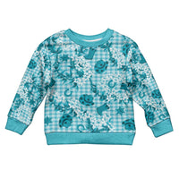 Mokihana Maile Ilima Leis Paniolo Palaka Kid Ugly Christmas Sweater Hawaiian Polu Opa Spirit LT9 Kid Turquoise - Polynesian Pride