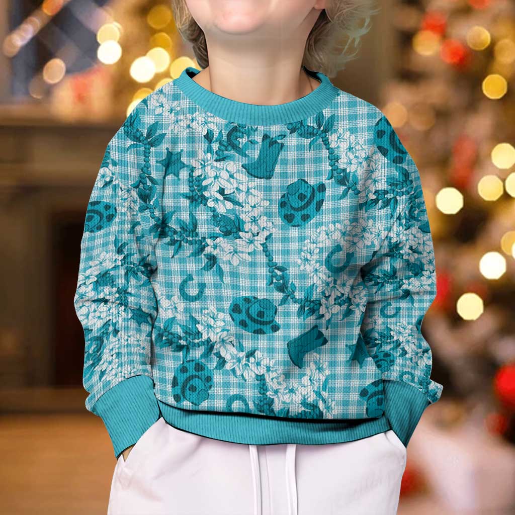 Mokihana Maile Ilima Leis Paniolo Palaka Kid Ugly Christmas Sweater Hawaiian Polu Opa Spirit LT9 - Polynesian Pride