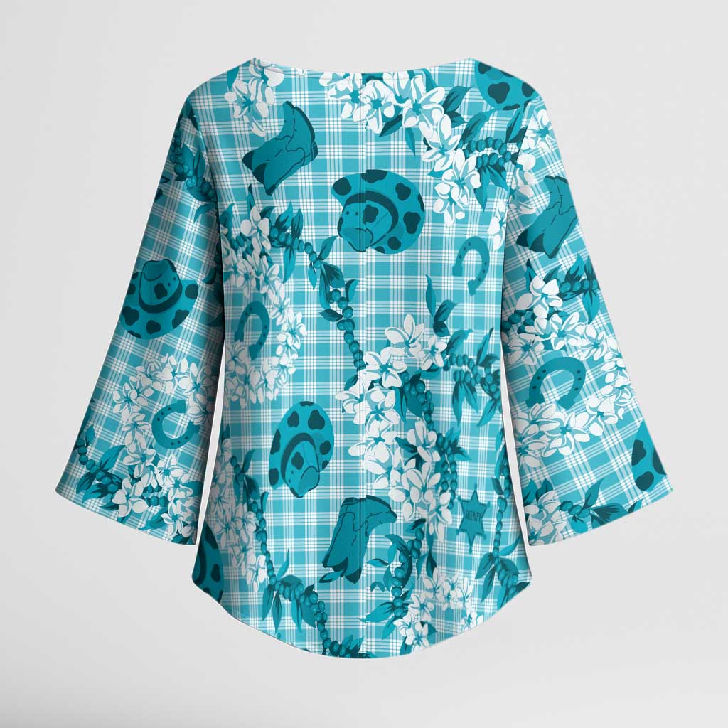 Mokihana Maile Ilima Leis Paniolo Palaka Kimono Sleeve Blouse Hawaiian Polu Opa Spirit LT9 - Polynesian Pride