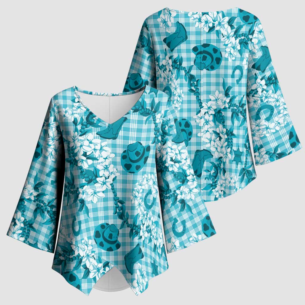 Mokihana Maile Ilima Leis Paniolo Palaka Kimono Sleeve Blouse Hawaiian Polu Opa Spirit LT9 - Polynesian Pride