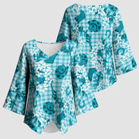 Mokihana Maile Ilima Leis Paniolo Palaka Kimono Sleeve Blouse Hawaiian Polu Opa Spirit LT9 - Polynesian Pride