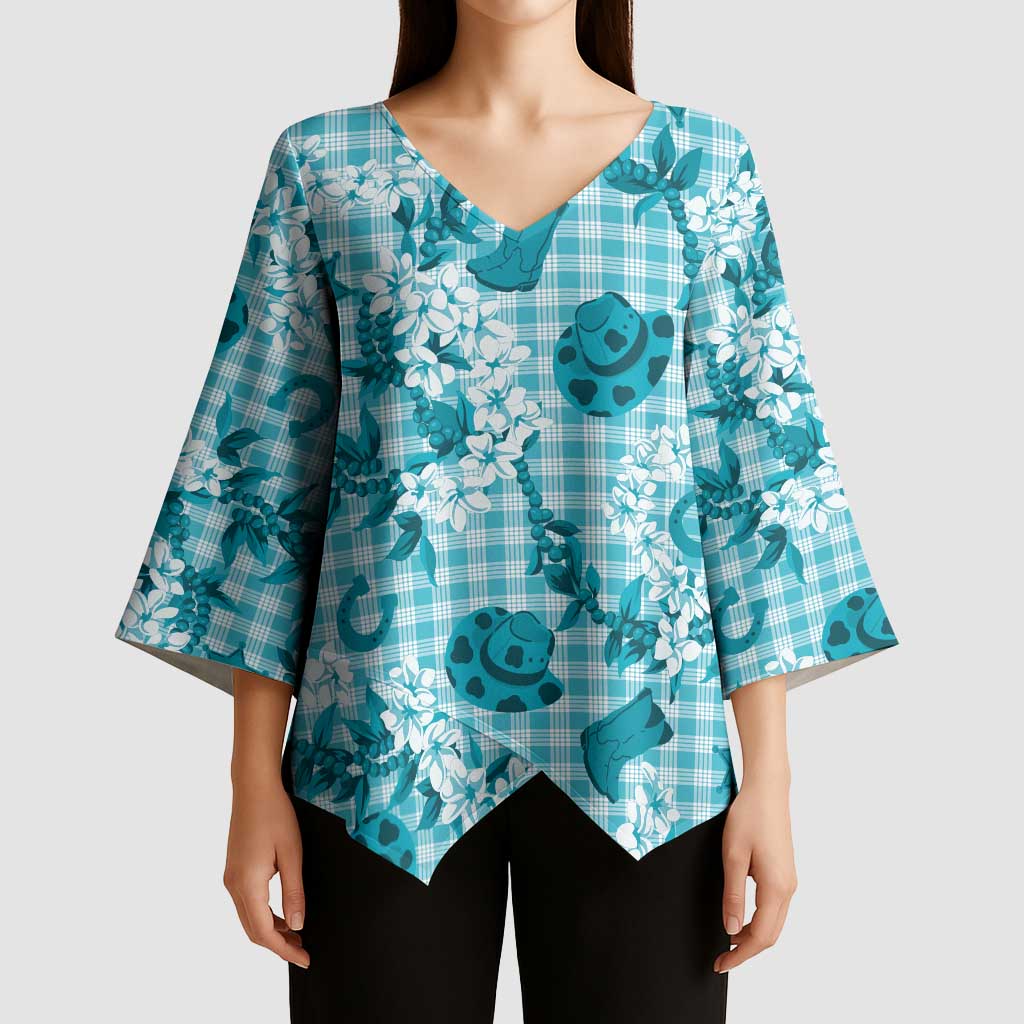 Mokihana Maile Ilima Leis Paniolo Palaka Kimono Sleeve Blouse Hawaiian Polu Opa Spirit LT9 - Polynesian Pride