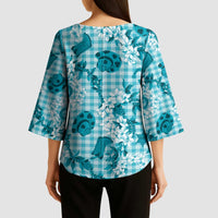 Mokihana Maile Ilima Leis Paniolo Palaka Kimono Sleeve Blouse Hawaiian Polu Opa Spirit LT9 - Polynesian Pride