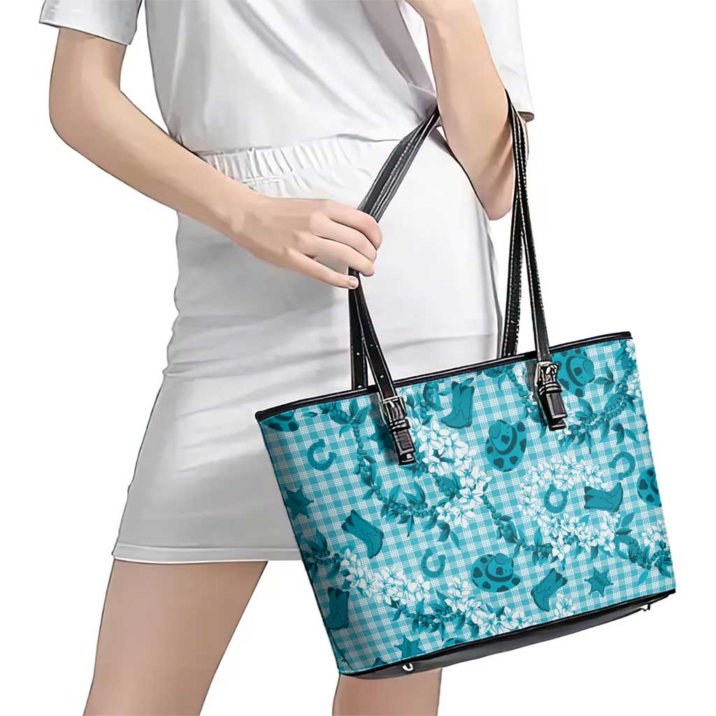 Mokihana Maile Ilima Leis Paniolo Palaka Leather Tote Bag Hawaiian Polu Opa Spirit LT9 - Polynesian Pride