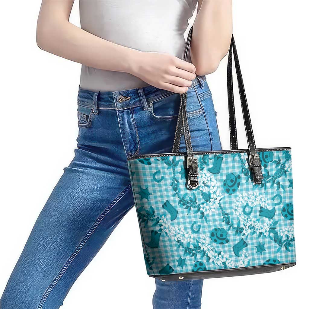 Mokihana Maile Ilima Leis Paniolo Palaka Leather Tote Bag Hawaiian Polu Opa Spirit LT9 - Polynesian Pride