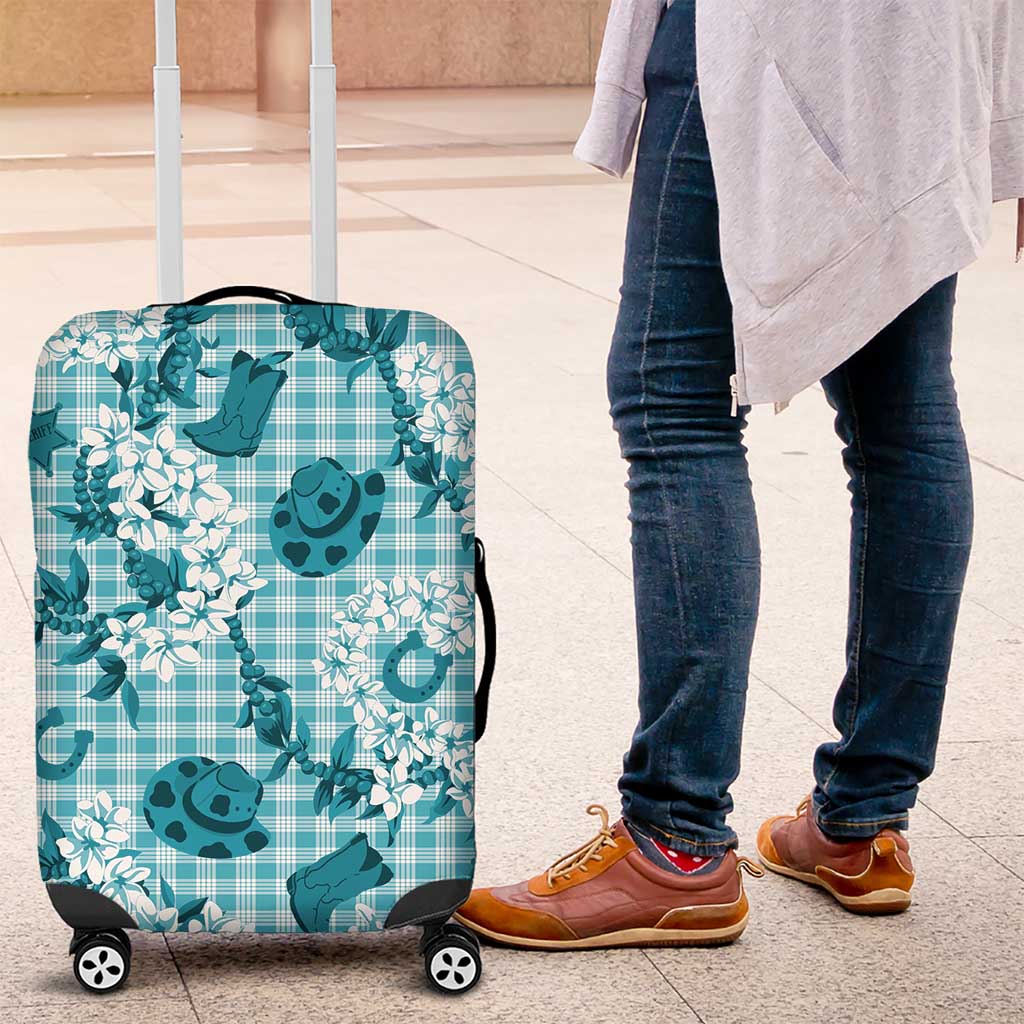 Mokihana Maile Ilima Leis Paniolo Palaka Luggage Cover Hawaiian Polu Opa Spirit LT9 Turquoise - Polynesian Pride
