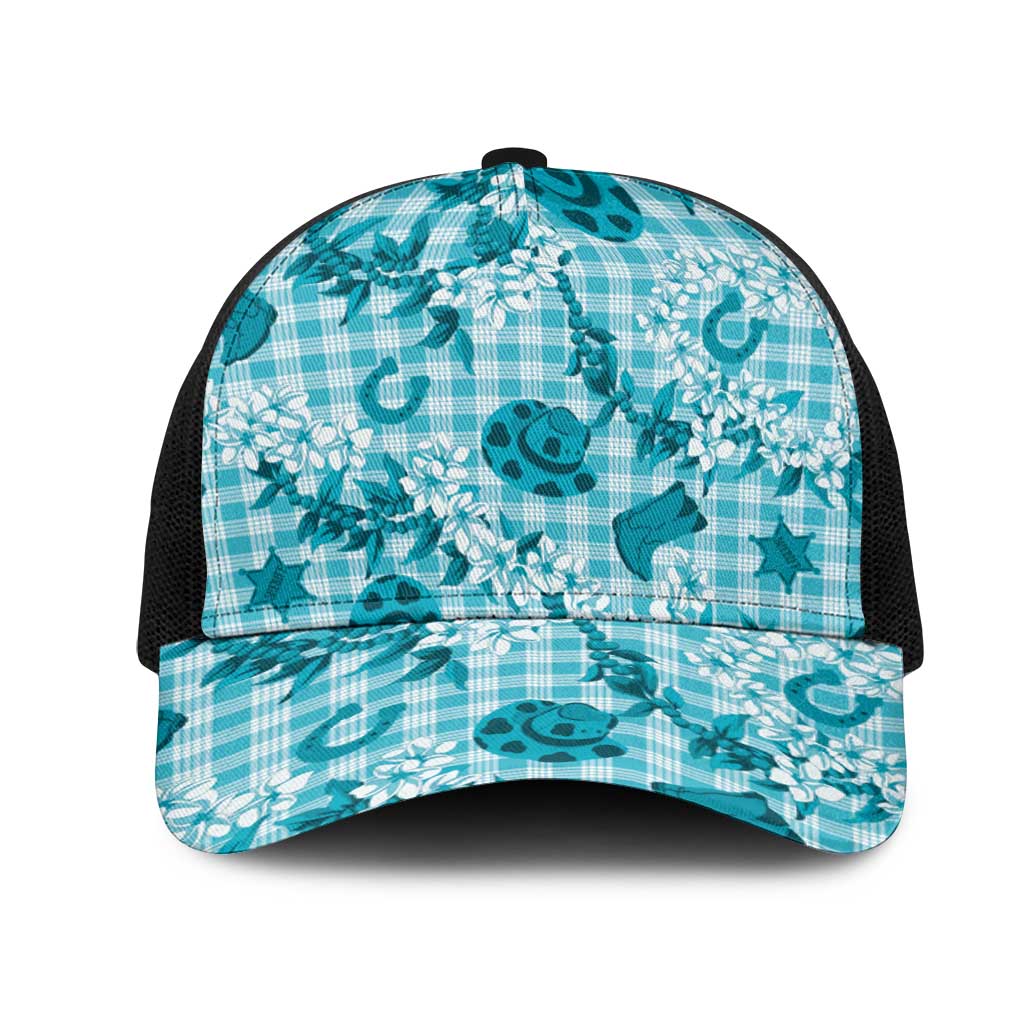 Mokihana Maile Ilima Leis Paniolo Palaka Mesh Trucker Cap Hawaiian Polu Opa Spirit - Polynesian Pride