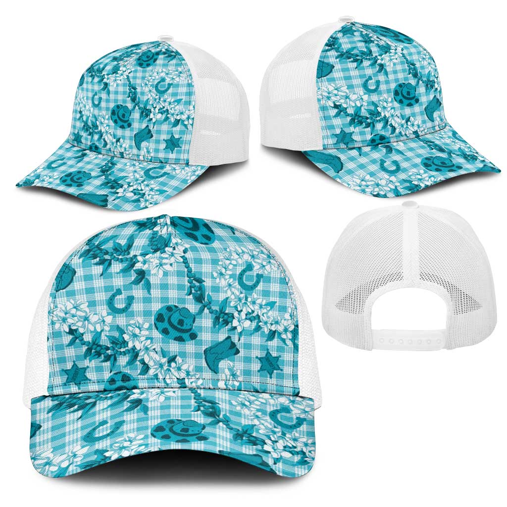 Mokihana Maile Ilima Leis Paniolo Palaka Mesh Trucker Cap Hawaiian Polu Opa Spirit - Polynesian Pride