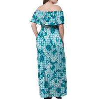 Mokihana Maile Ilima Leis Paniolo Palaka Off Shoulder Maxi Dress Hawaiian Polu Opa Spirit LT9 - Polynesian Pride