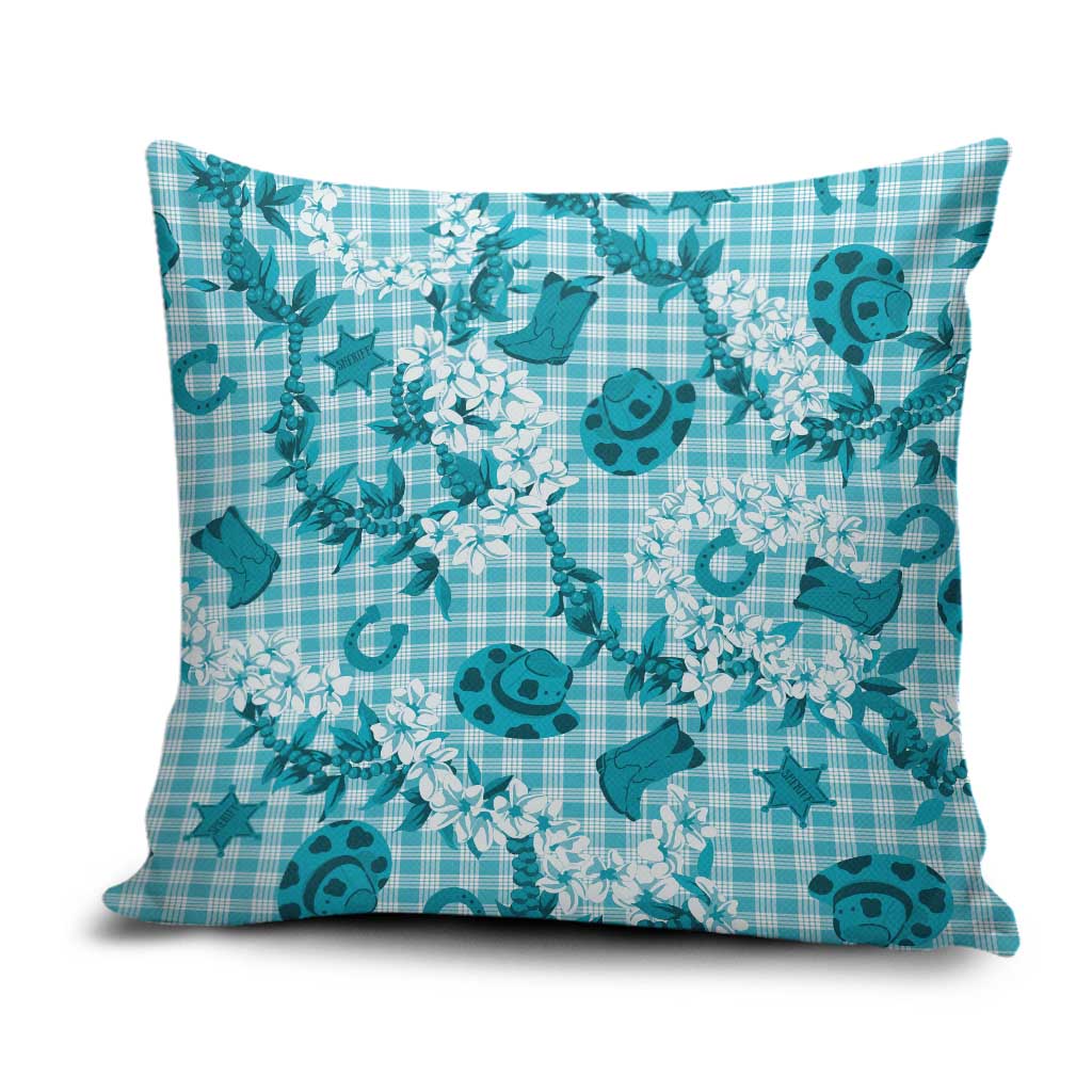 Mokihana Maile Ilima Leis Paniolo Palaka Pillow Cover Hawaiian Polu Opa Spirit LT9 Turquoise - Polynesian Pride