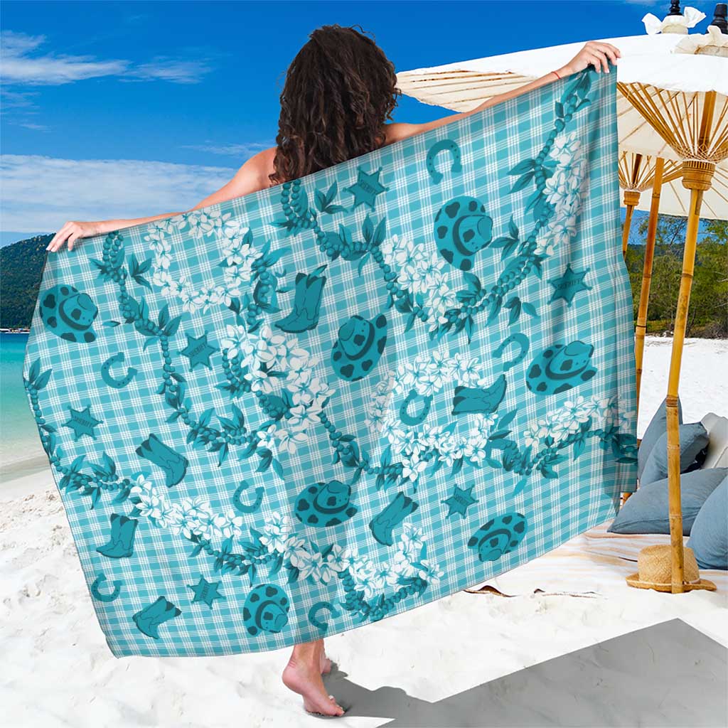 Mokihana Maile Ilima Leis Paniolo Palaka Sarong Hawaiian Polu Opa Spirit LT9 One Size 44 x 66 inches Turquoise - Polynesian Pride