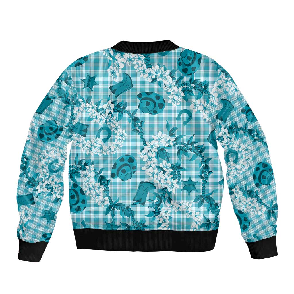 Mokihana Maile Ilima Leis Paniolo Palaka Sleeve Zip Bomber Jacket Hawaiian Polu Opa Spirit LT9 - Polynesian Pride