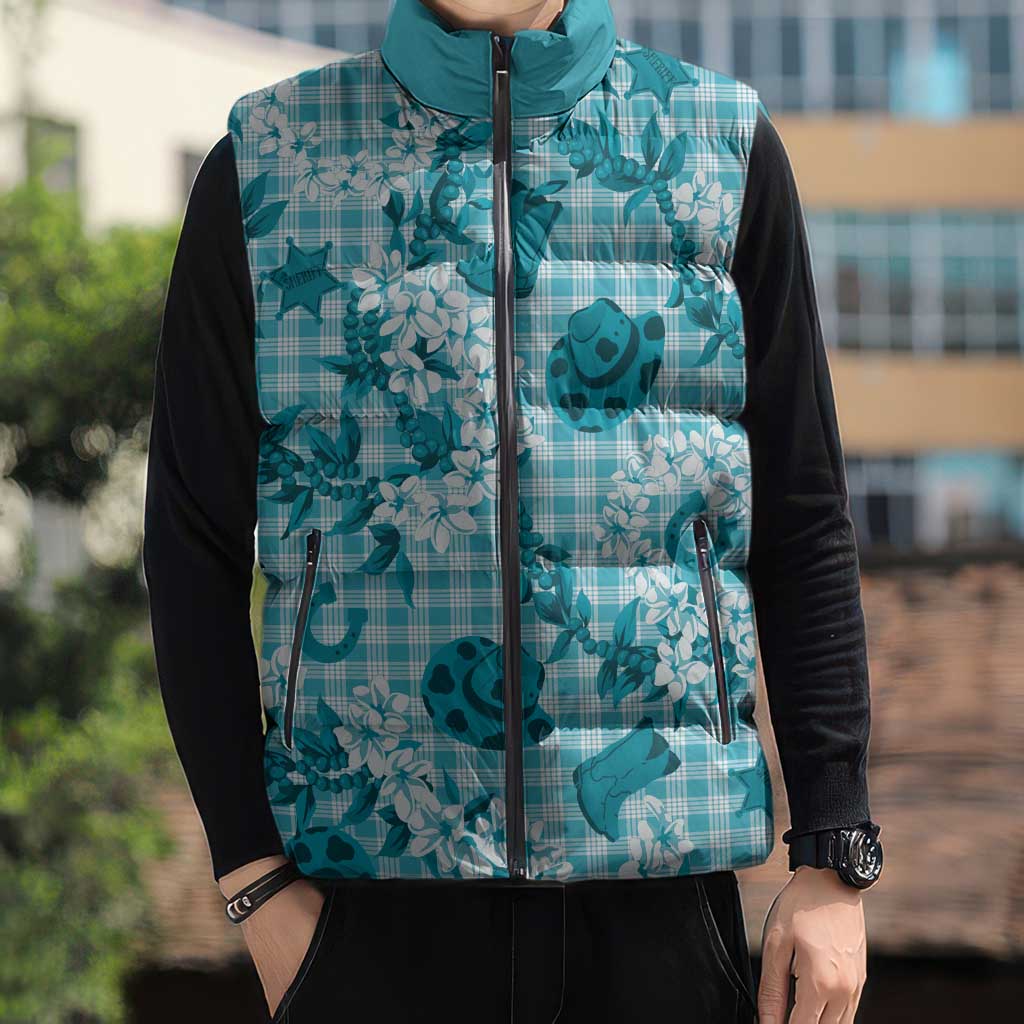 Mokihana Maile Ilima Leis Paniolo Palaka Sleeveless Puffer Jacket Hawaiian Polu Opa Spirit LT9 - Polynesian Pride