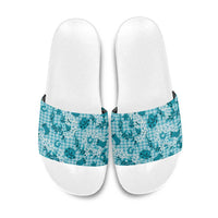 Mokihana Maile Ilima Leis Paniolo Palaka Slide Sandals Hawaiian Polu Opa Spirit LT9 Turquoise - Polynesian Pride